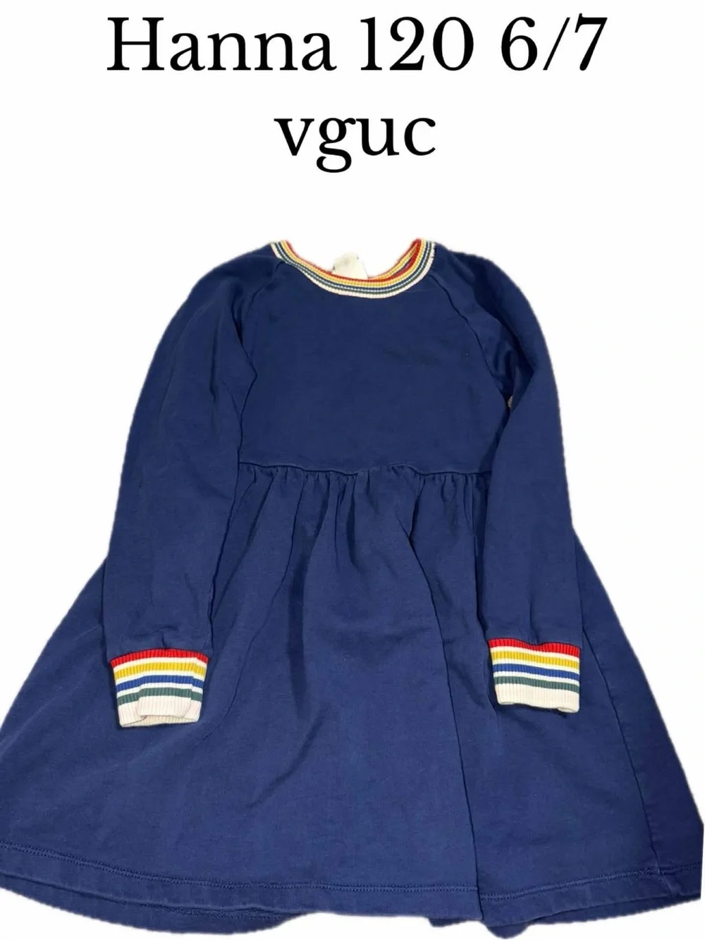 Hanna Andersson 120 6-7 blue sweatshirt dress